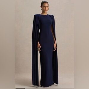 Elegant Long Sleeve Navy Dress
